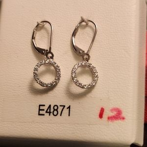 NEW STERLING SILVER 925 "HANGING CRYSTAL CIRCLE" EARRINGS